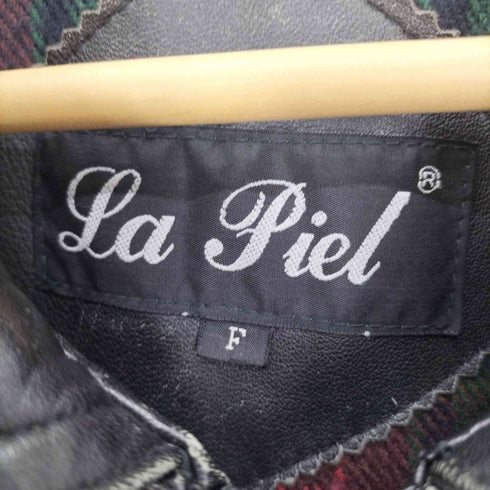 フルギ LA PIEL 裏地チェック ペイズリー 切替 シープレザー ジップアップ コート メンズ FREE