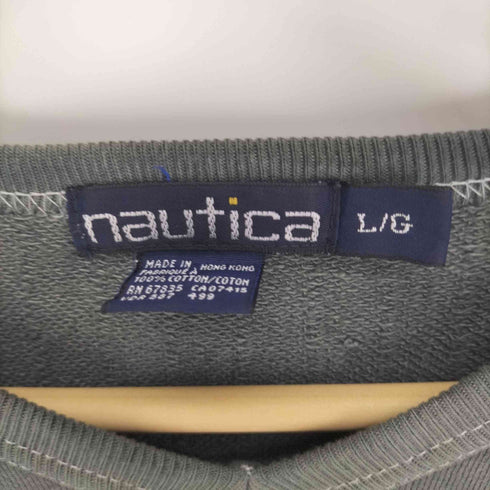 ノーティカ NAUTICA 90S ロゴ刺繍 汚れ加工 Vネック スウェット メンズ import:L