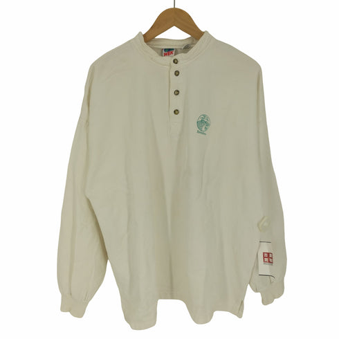 WEK 90S USA製 企業ロゴ 刺繍 ヘンリーネック L/S Tシャツ メンズ S/M