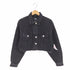 ザラ ZARA クロップド丈 ブラックデニムジャケット レディース import:M
