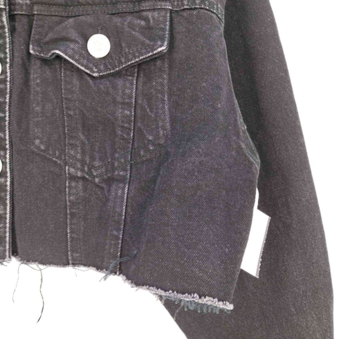 ザラ ZARA クロップド丈 ブラックデニムジャケット レディース import:M