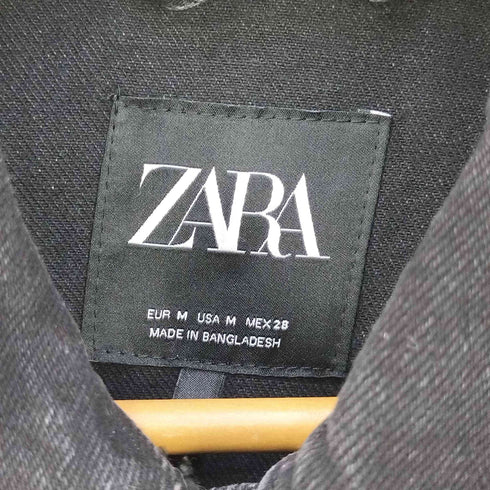 ザラ ZARA クロップド丈 ブラックデニムジャケット レディース import:M