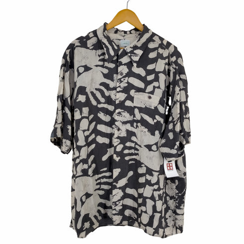 キャンダ CANDA ハンドプリント シルク オープンカラーシャツ メンズ import:XL