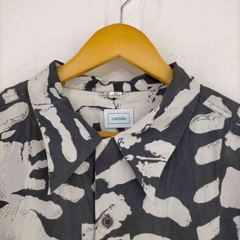 キャンダ CANDA ハンドプリント シルク オープンカラーシャツ メンズ import:XL