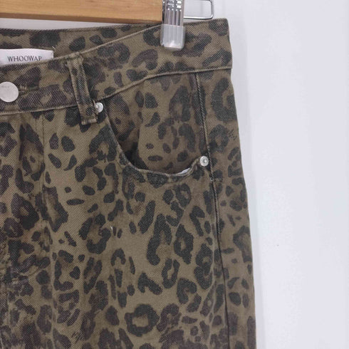 WHOOWAP レオパード デニムパンツ 中国 ユニセックス レディース L