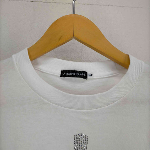 アベイシングエイプ A BATHING APE シャーク ラインストーン装飾Tシャツ メンズ JPN:L