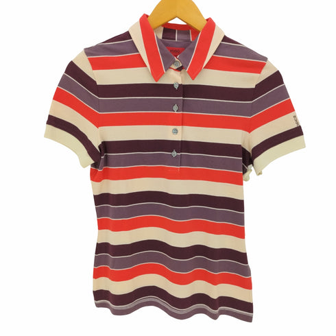 ヒューゴボス HUGO BOSS ボーダーマルチカラー S/S ポロシャツ レディース import:M