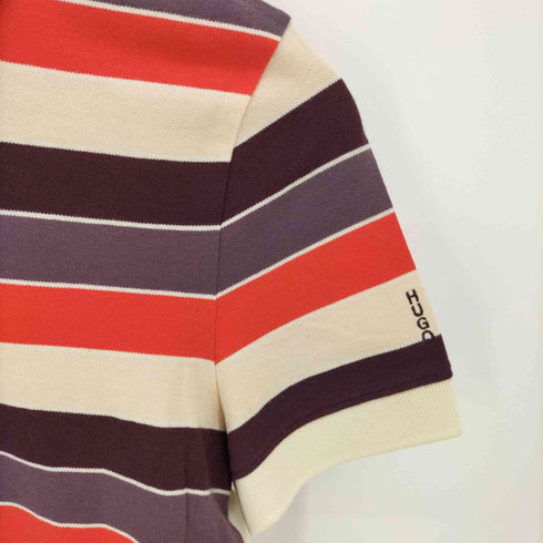 ヒューゴボス HUGO BOSS ボーダーマルチカラー S/S ポロシャツ レディース import:M