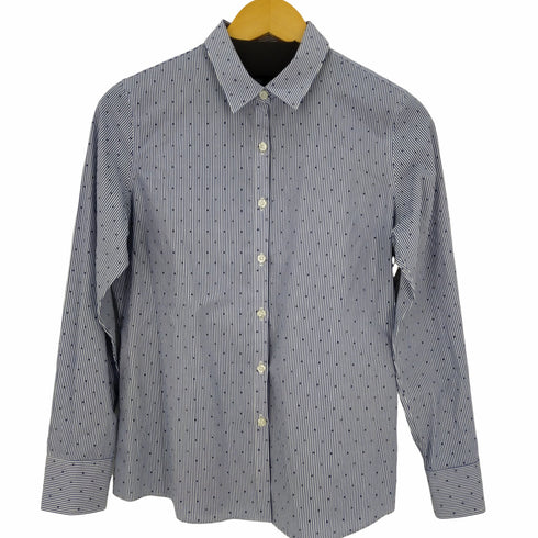 ランズエンド LANDS END ドット柄 ストライプL/Sシャツ レディース 11