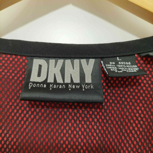 ダナキャランニューヨーク DKNY 90S ニューヨーク DKNY 90S ロゴプリント 裏地メッシュ ジップアップ ナイロンベスト メンズ JPN:L