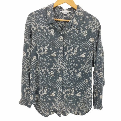 ロイスクレヨン Lois CRAYON シルク 100% オープンカラー 総柄 L/S シャツ ブラウス レディース JPN:M
