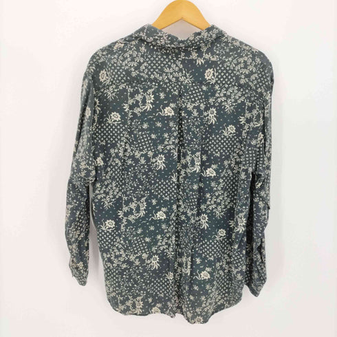 ロイスクレヨン Lois CRAYON シルク 100% オープンカラー 総柄 L/S シャツ ブラウス レディース JPN:M