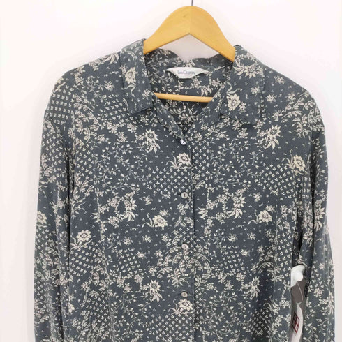 ロイスクレヨン Lois CRAYON シルク 100% オープンカラー 総柄 L/S シャツ ブラウス レディース JPN:M
