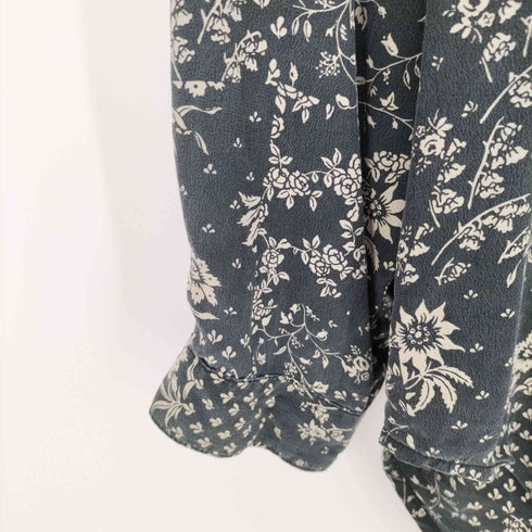 ロイスクレヨン Lois CRAYON シルク 100% オープンカラー 総柄 L/S シャツ ブラウス レディース JPN:M