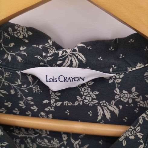 ロイスクレヨン Lois CRAYON シルク 100% オープンカラー 総柄 L/S シャツ ブラウス レディース JPN:M