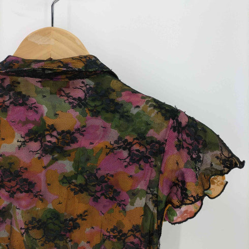 アナスイ ANNA SUI 花柄 シルク シアー フリル ブラウス レディース JPN:2