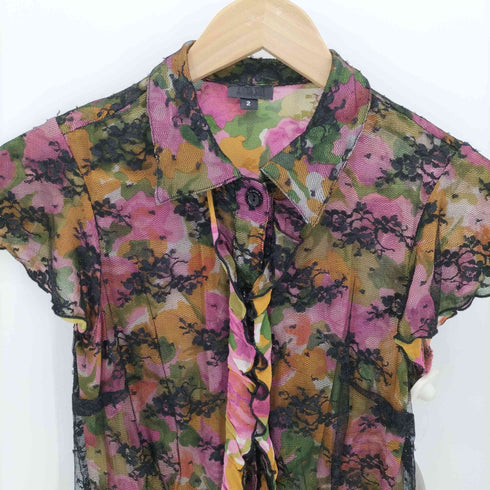 アナスイ ANNA SUI 花柄 シルク シアー フリル ブラウス レディース JPN:2