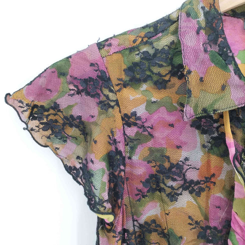 アナスイ ANNA SUI 花柄 シルク シアー フリル ブラウス レディース JPN:2