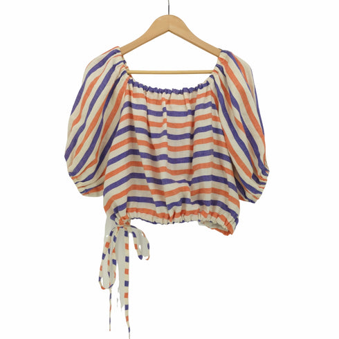 マイラン MYLAN Striped Linen Volume Sleeve ブラウス レディース FREE