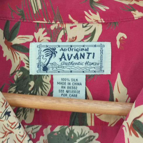 アヴァンティ AVANTI パイナップル柄 開襟オープンカラーシルクアロハシャツ メンズ import:M