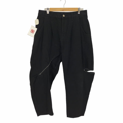 ザラ ZARA ステッチデザイン ブラック デニム テーパード パンツ メンズ 44
