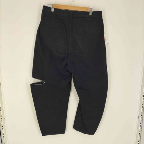 ザラ ZARA ステッチデザイン ブラック デニム テーパード パンツ メンズ 44