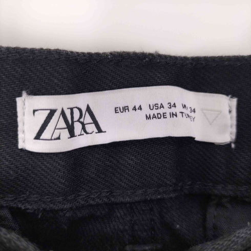 ザラ ZARA ステッチデザイン ブラック デニム テーパード パンツ メンズ 44