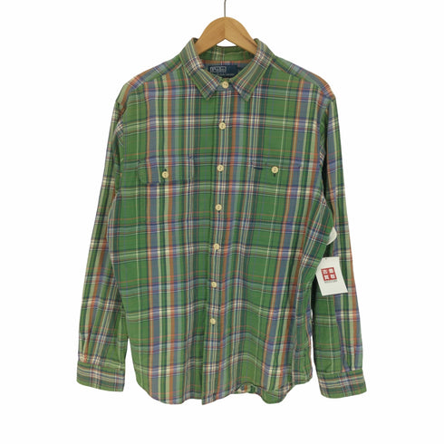 ポロバイラルフローレン Polo by RALPH LAUREN 90S 2ポケット コットン チェック L/S シャツ メンズ import:L