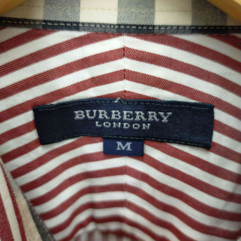 バーバリーロンドン BURBERRY LONDON 襟元裏地チェック ポニー刺しゅうストライプシャツ メンズ JPN:M