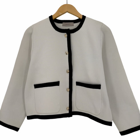 ジャスグリッティー JUSGLITTY ノーカラー金ボタンニットジャケット レディース 2