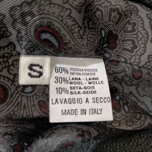 MADE IN ITALY 裏地サテンペイズリー1Bウールレーヨンテーラードジャケット メンズ import:S