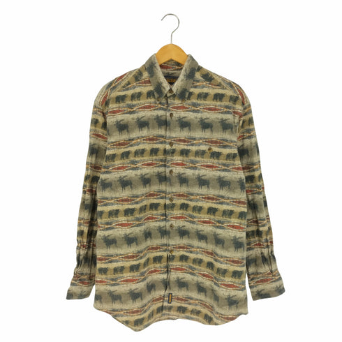 ウールリッチ WOOLRICH 00S~ ペルー製 ネイティブ柄 アニマル ボタンダウンフランネルシャツ メンズ import:M