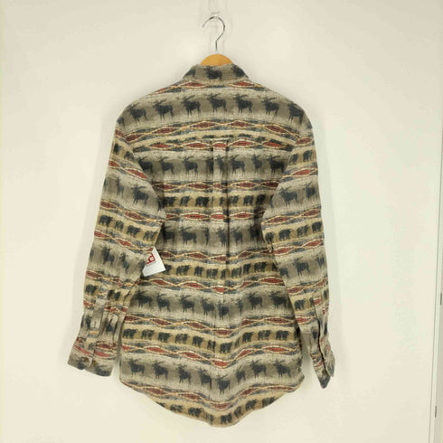 ウールリッチ WOOLRICH 00S~ ペルー製 ネイティブ柄 アニマル ボタンダウンフランネルシャツ メンズ import:M