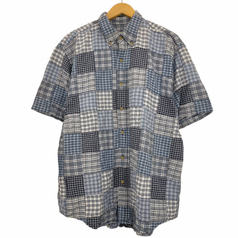 エディーバウアー Eddie Bauer 白タグ パッチワーク チェックシャツ メンズ import:M