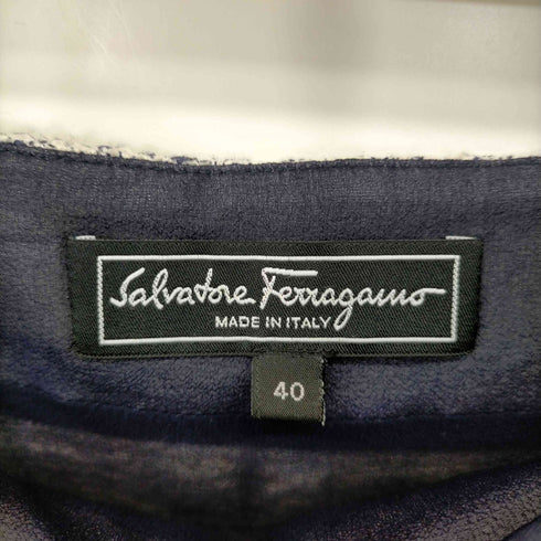 サルヴァトーレフェラガモ Salvatore Ferragamo イタリア製 コットン混 レーヨン 台形ツイードスカート レディース 40
