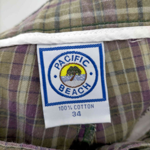 PACIFIC BEACH ケニア製 コットン チェックショーツ メンズ 34