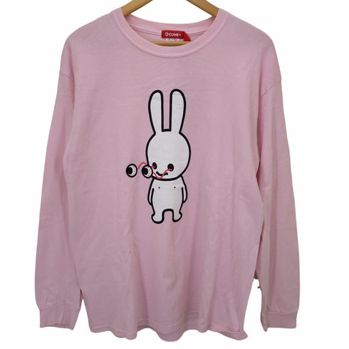キューン CUNE ちょいグロ デザインうさぎプリントロングTシャツ メンズ L