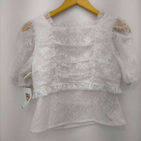 バブルス BUBBLES レースギャザークロップドブラウス レースギャザースカパン レディース F/M