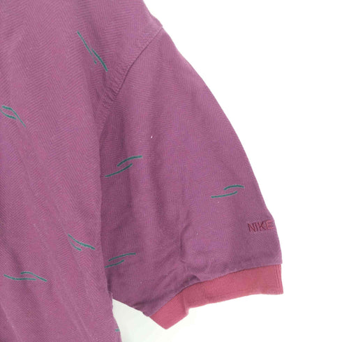 ナイキゴルフ NIKE GOLF 90S スウッシュ 刺繍 総柄 ヘリンボーン プリント S/S ポロシャツ メンズ