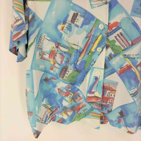 Cambridge CDG 90S 水墨画 総柄 オープンカラー S/S シャツ レディース import:L