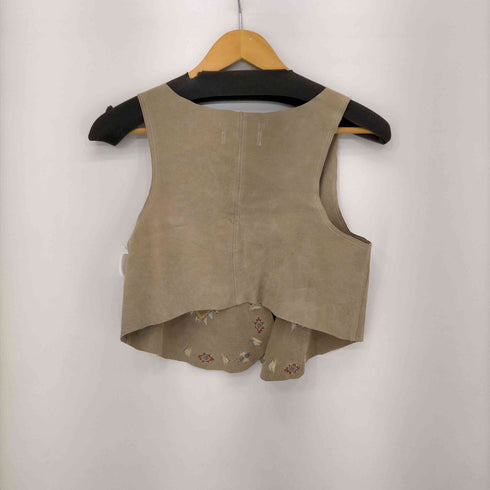 ダブルクローゼットウェアーズインク w closet WEARS INC. ピックレザー ポンチョボタン ネイティブ柄刺繍 ベスト レディース