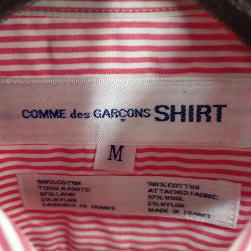 コムデギャルソンシャツ COMME des GARCONS SHIRT 90S ストライプシャツ 裾ウール切替パイピング メンズ JPN:M
