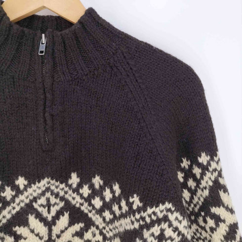 ジェイクルー J.CREW HAND KNIT ノルディック柄 ハーフジップ ウールニット メンズ import:M