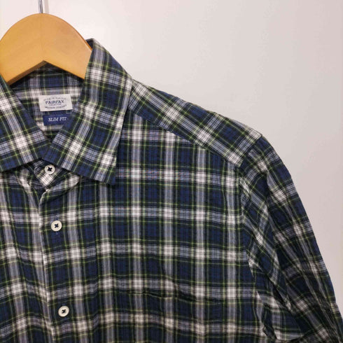 フェアファックス FAIRFAX SLIM FIT シアサッカー 半袖シャツ ドレスゴードン メンズ M