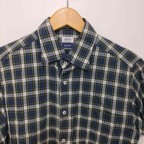 フェアファックス FAIRFAX SLIM FIT シアサッカー 半袖シャツ ドレスゴードン メンズ M
