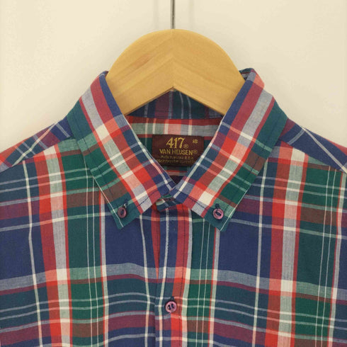 ヴァンヒューゼン VAN HEUSEN 417 VAN HEUSEN 韓国製 ポリコットン チェック ボタンダウン シャツ メンズ 18