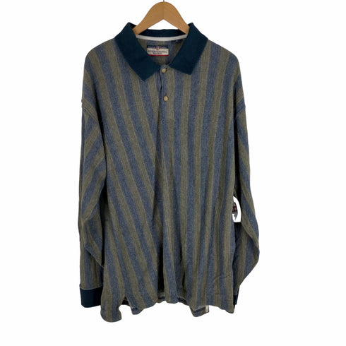 ストライプ柄 長袖ポロニット メンズ JPN:XXL