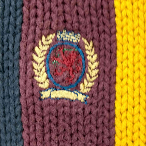 トミーヒルフィガー TOMMY HILFIGER ロゴ刺繍 Vガゼット ストライプ コットンニット メンズ import:L