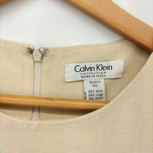 カルバンクライン CALVIN KLEIN イタリア製 リネン混 ウール ノースリーブ ワンピース レディース
