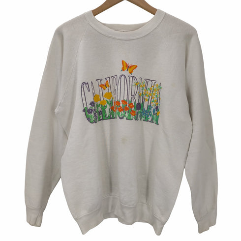 フルーツオブザルーム FRUIT OF THE LOOM USA製 カリフォルニア フローラル バタフライ プリント ラグランスウェット メンズ import:XL